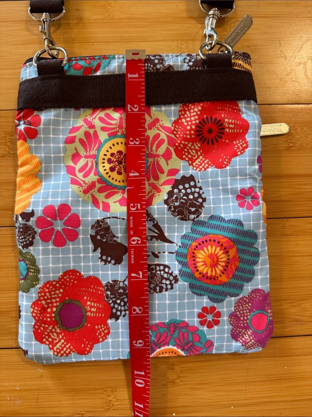 LeSportsac Blue Multi Floral Triple-Zip Crossbody Bag
